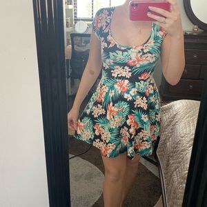 PINK tropical skater dress